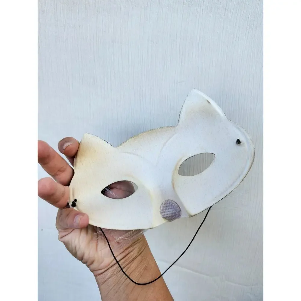 Vtg Masquerade‎ Eye Mask Black Cat Whiskers and Clown Pretend Costume 2 Pcs